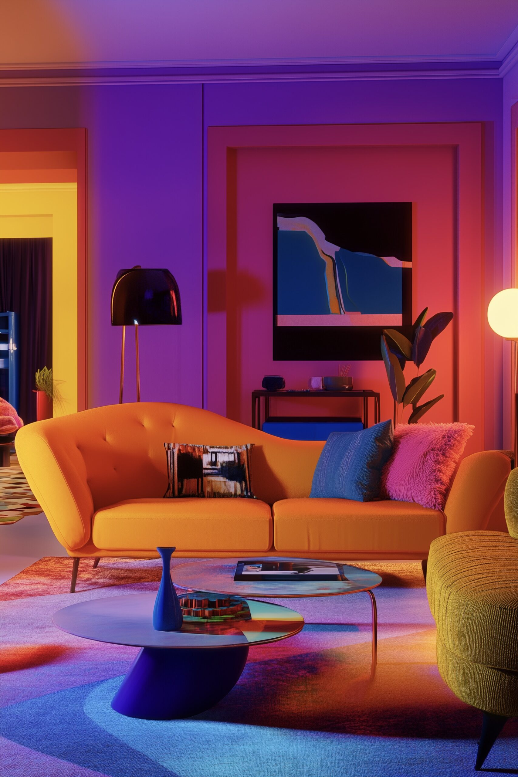 intérieur coloré meuble moderne appartement parisien