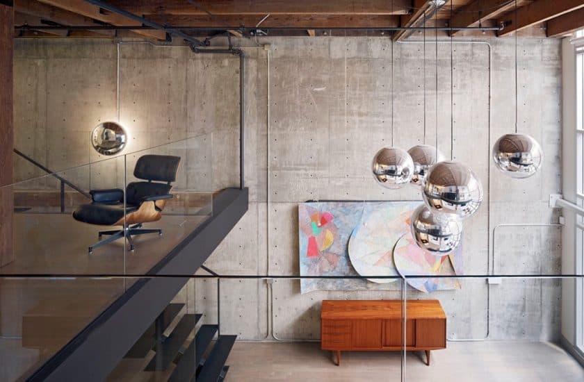 Loft industriel mur brut en béton