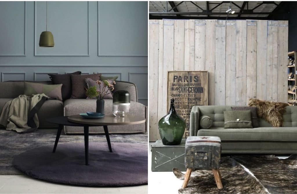 déco kaki salon canapé coussin