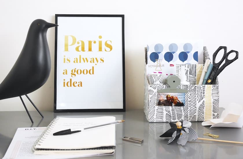 Semaine du papier peint DIY organiseur de bureau