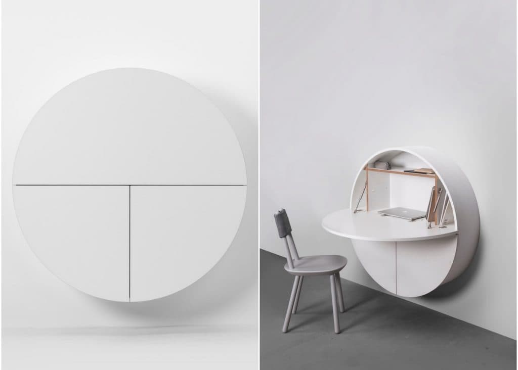 bureau mural fixé au mur