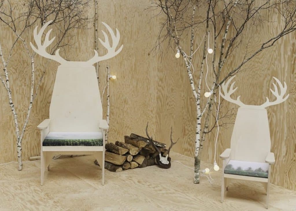 blomkal fauteuil tete de renne deco bois clematc