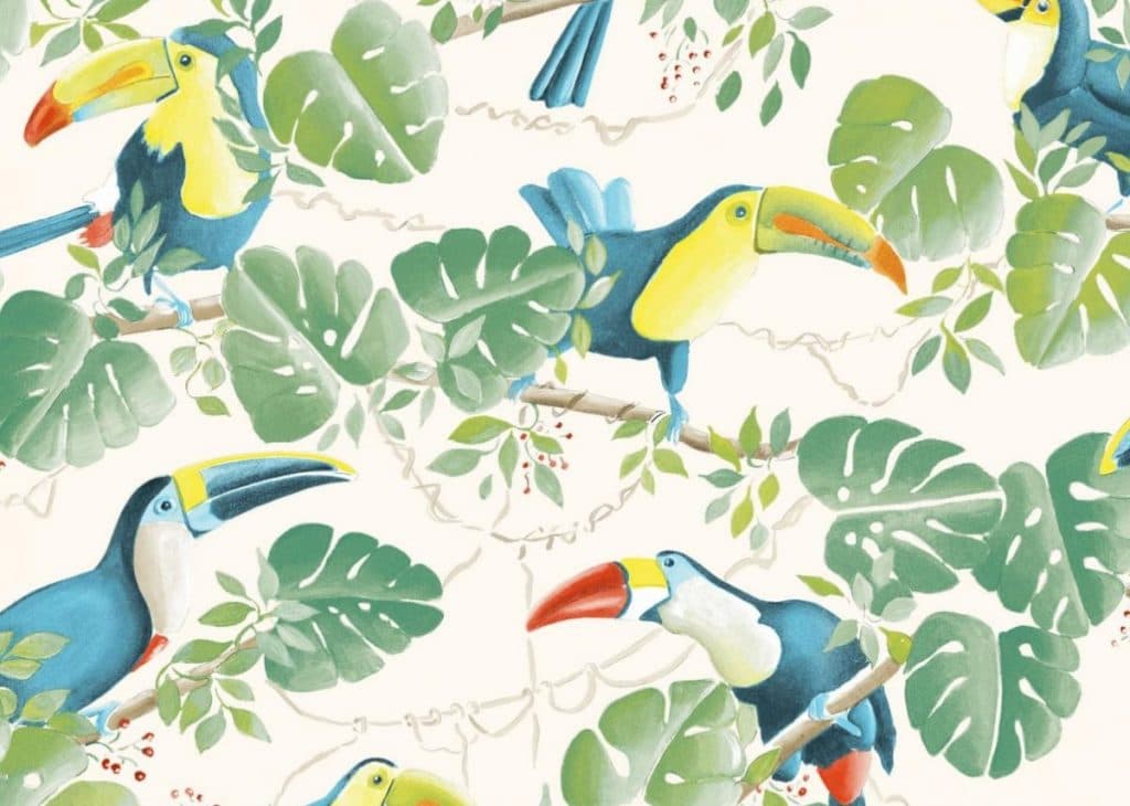 déco toucan tissus meuble style jungle vintage retro