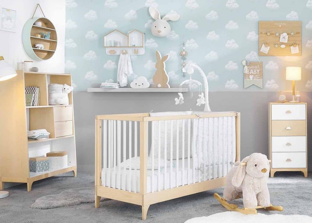 chambre bebe scandinave vert menthe patere enfant