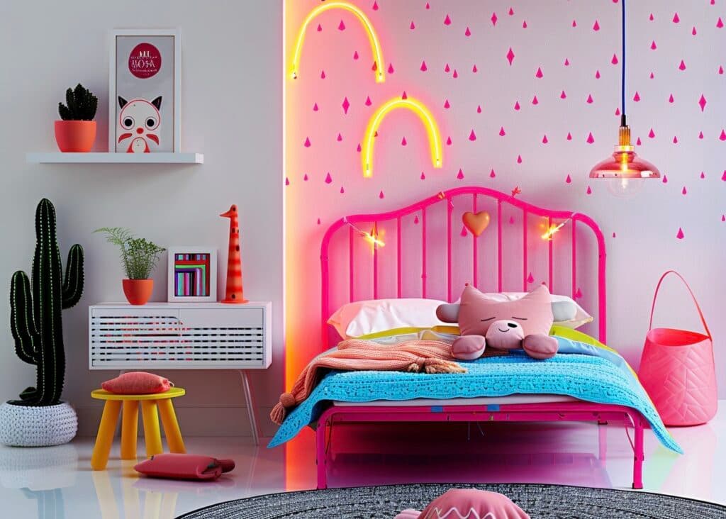 déco fluo chambre rose - blog