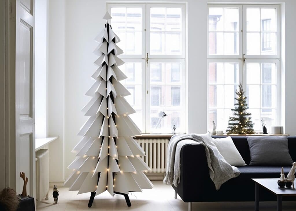 DIY sapin de Noël fait maison origami feuille blanche