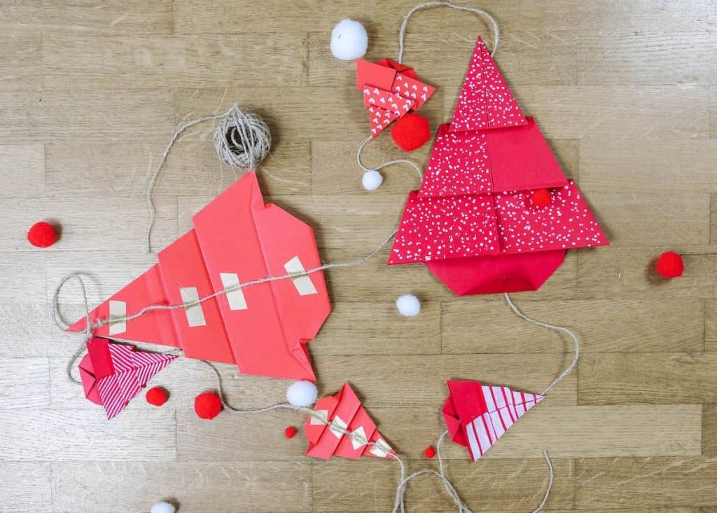 bricolage de noel cover guirlande de sapin en papier en origami