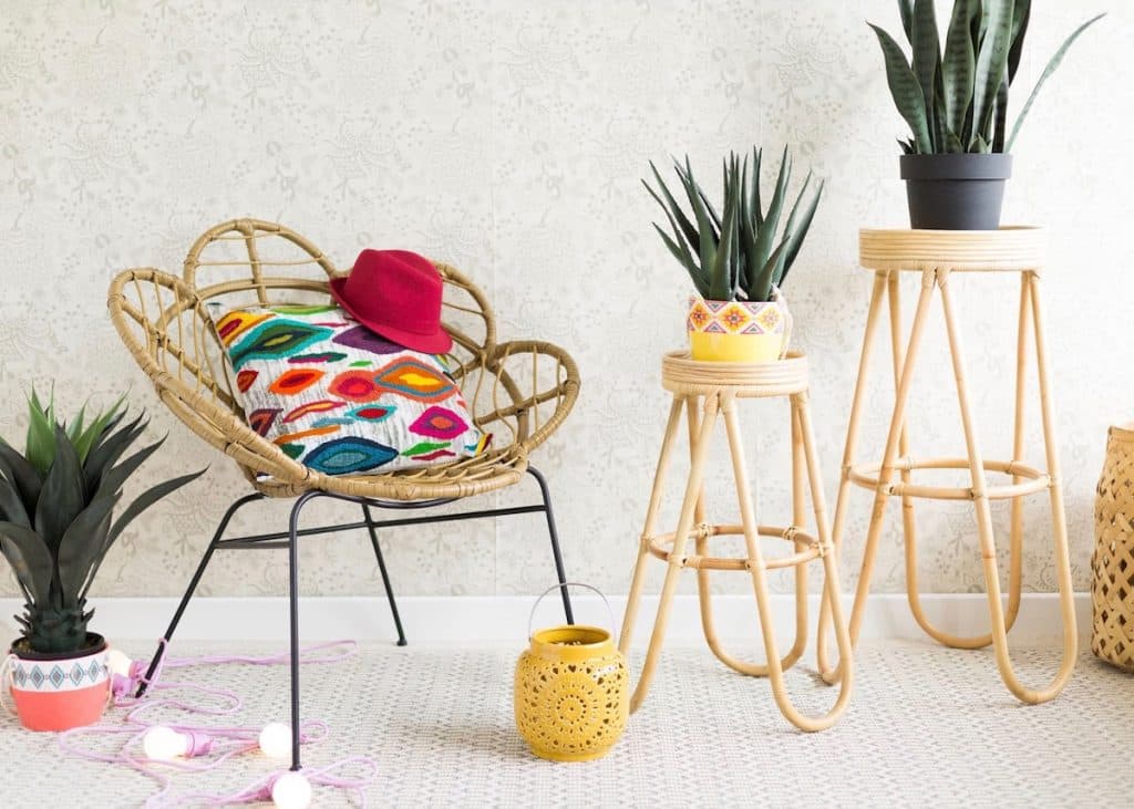 fauteuil en forme de fleur osier rotin jardin osier