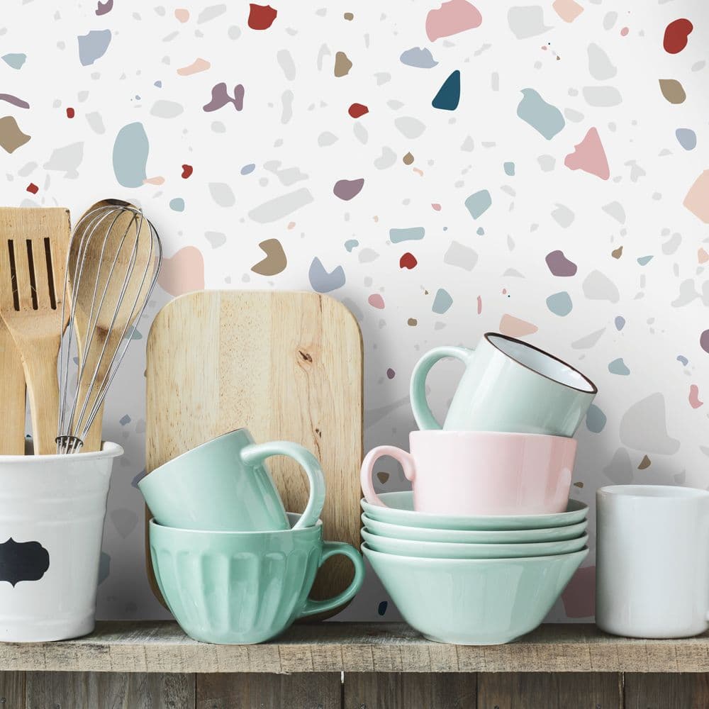 faux terrazzo cuisine papier peint blog deco clemaroundthecorner