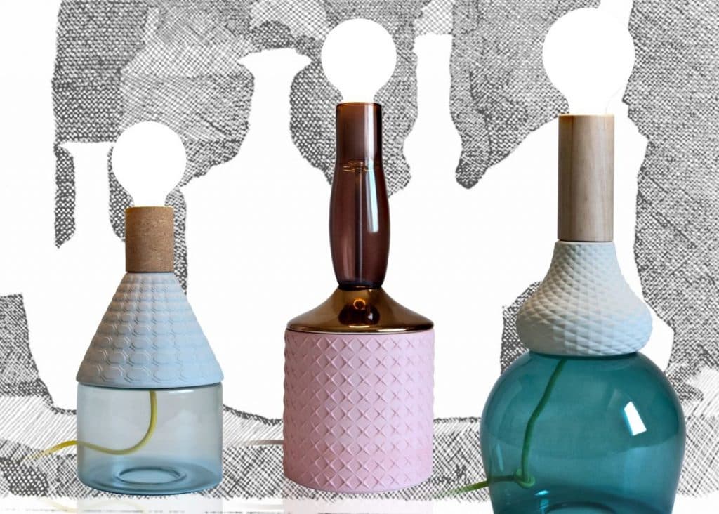 lampe sur pied en porcelaine verre liège design - clem around the corner