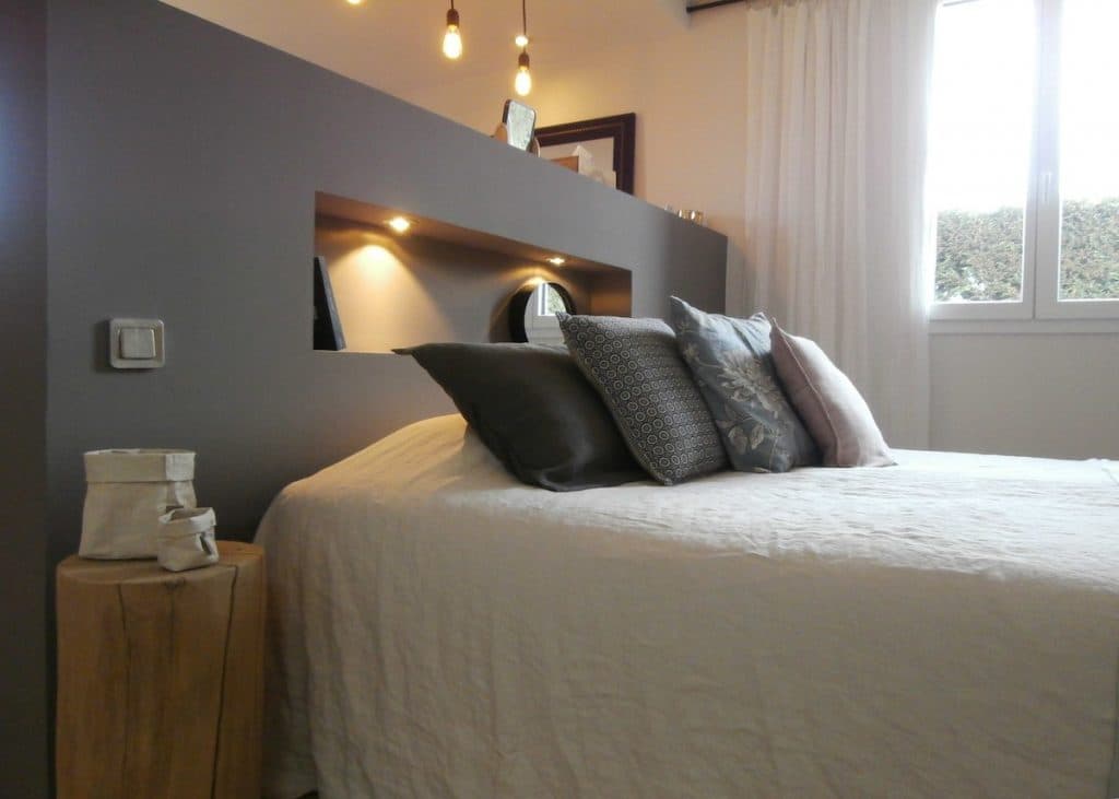 aménagement chambre à coucher feng shui photo large lit gris -blog déco- clem around the corner