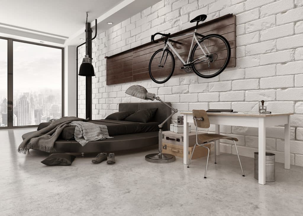 déco vélo chambre style industriel marron - blog déco - clem around the corner