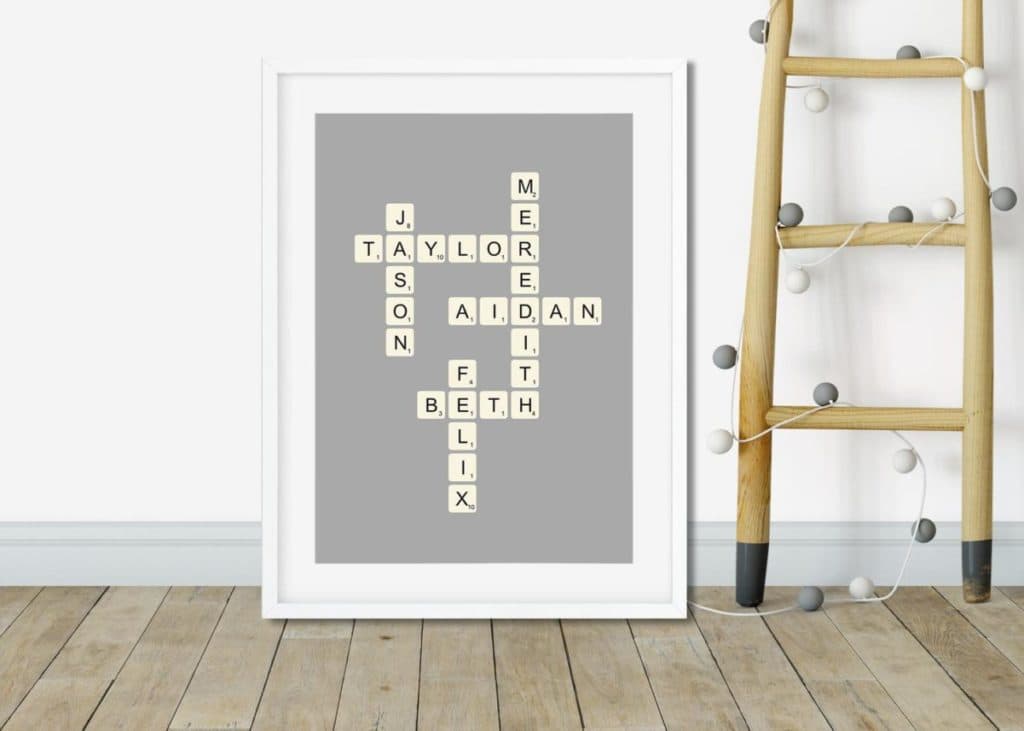 affiche scrabble prénom famille cadeau de Noël personnalisé commun original pas cher - blog déco - clem around the corner