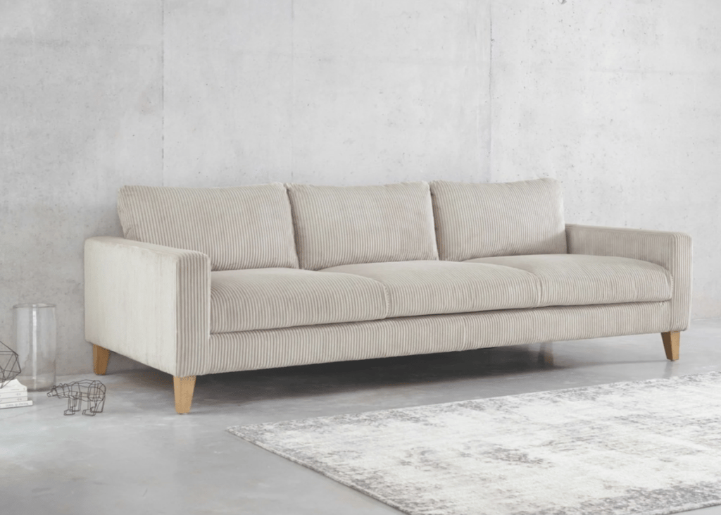 canapé droit maisons du monde beige velours côtelé - blog déco - clemarounthecorner