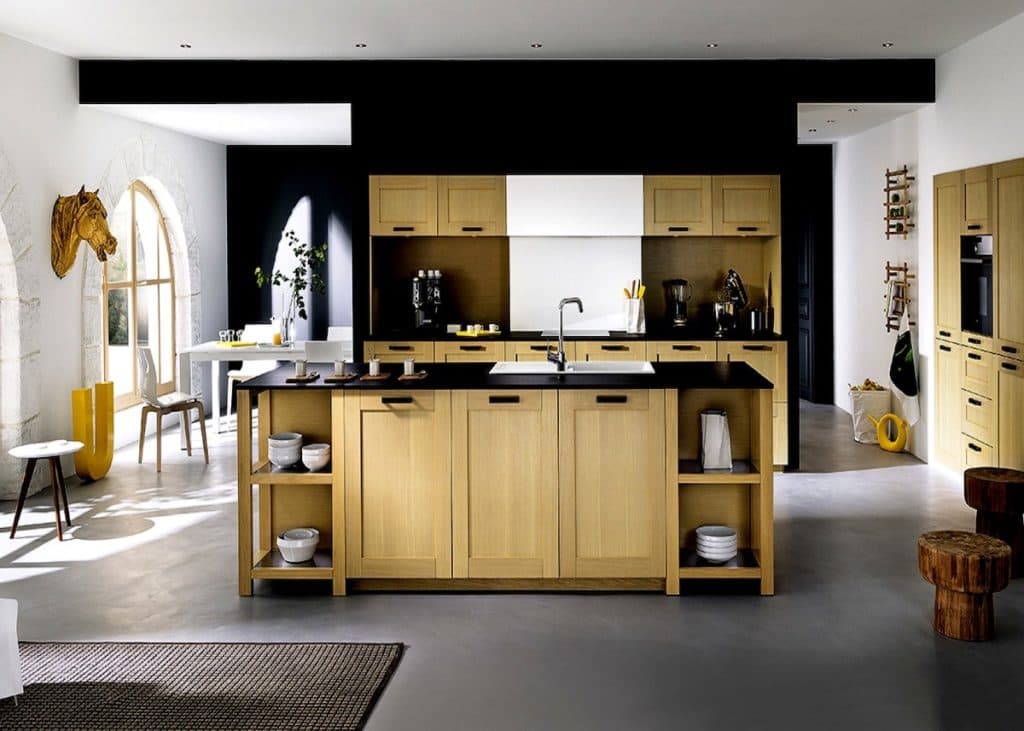 cuisine en bois ouverte tendance blanc marron noir blog déco