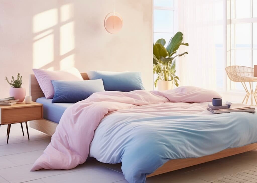 tie and dye déco chambre housse couette rose bleu layette