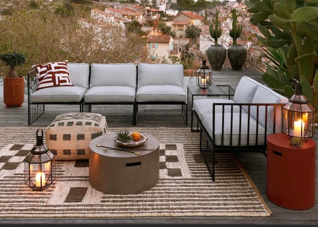 créer terrasse bohème meuble pouf décoration - blog déco - clem around the corner