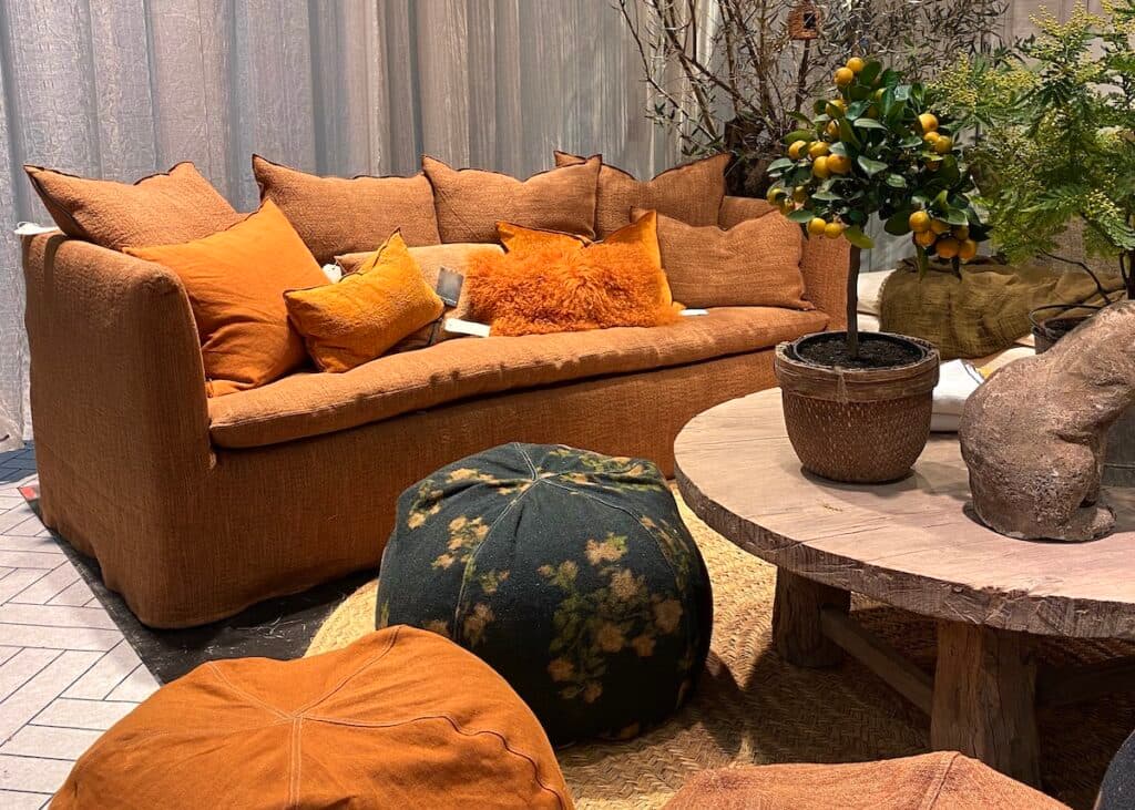 déco orange salon lin -blog décoration intérieure - clem around the corner