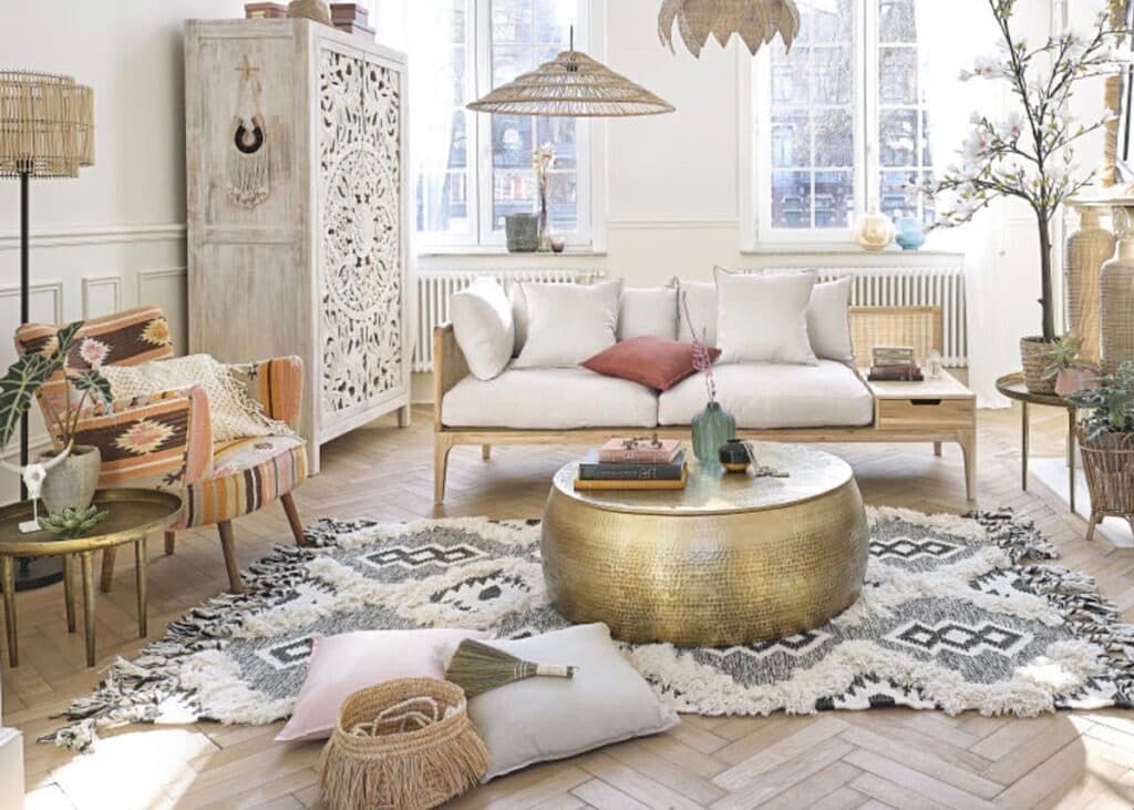 salon spacieux tendance ethnique berbère - blog déco - clematc