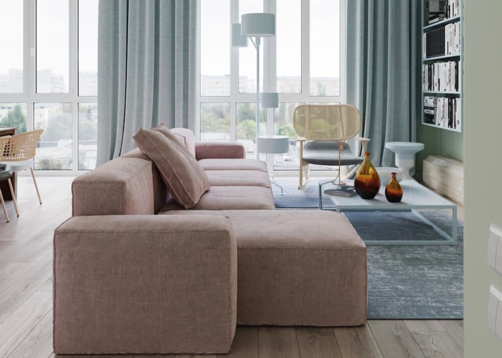 un intérieur couleurs pastel bleu clair rose poudré vert eau - blog déco - clem around the corner