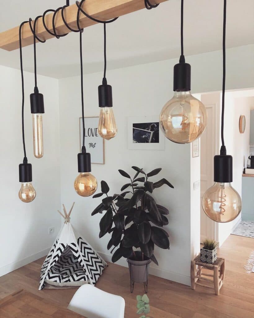 suspension luminaire déco scandinave industrielle tipi chien