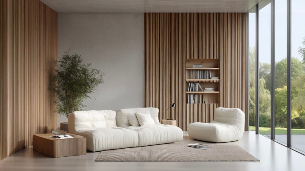 déco bois et blanc salon maison d'architecte