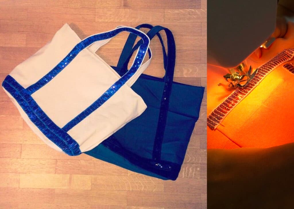 tutoriel couture gratuit template sac cabas plage Vanessa bruno tissu sequin - blog diy