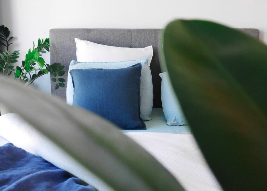 housse de couette gaze de coton blanc bleu vert eau - blog déco