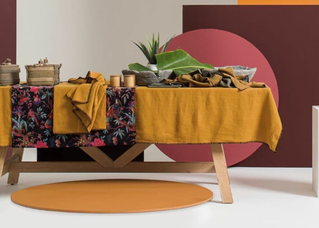 déco vitaminée table lin terracotta orange moutarde - blog clem atc
