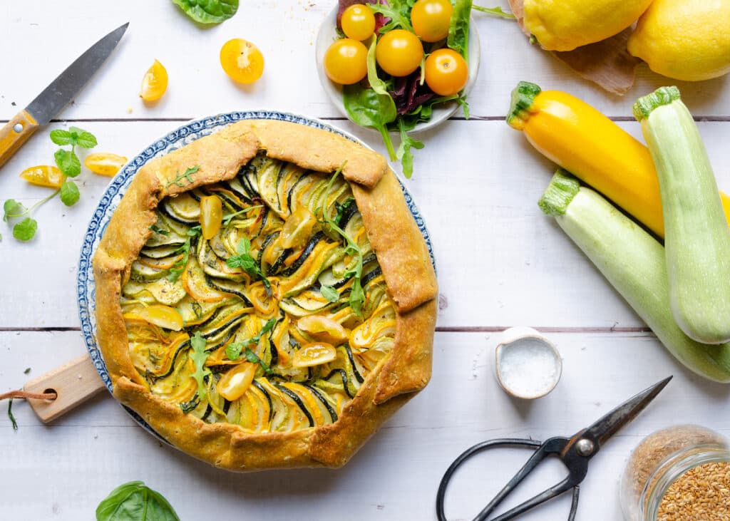 recette tarte rustique courgette graine de lin fromage frais