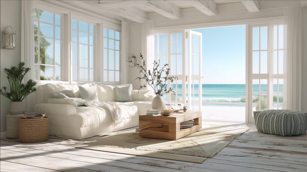 salon bord de mer canapé-lit L angle méridienne