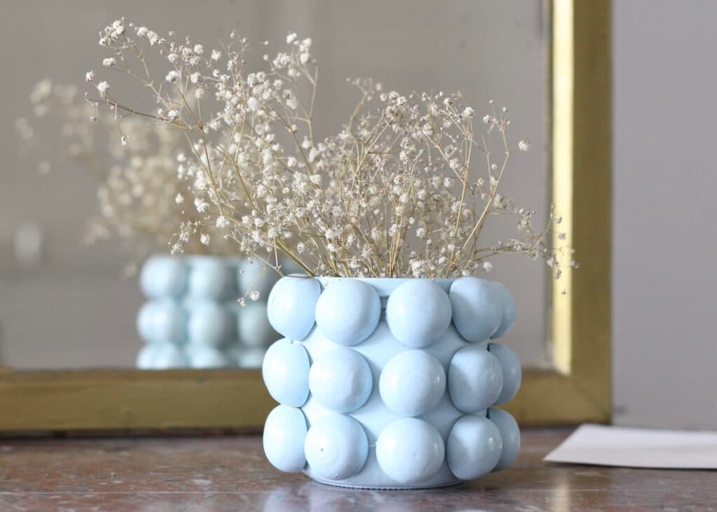 vase bulle blanc verre bois diy - blog déco - clem
