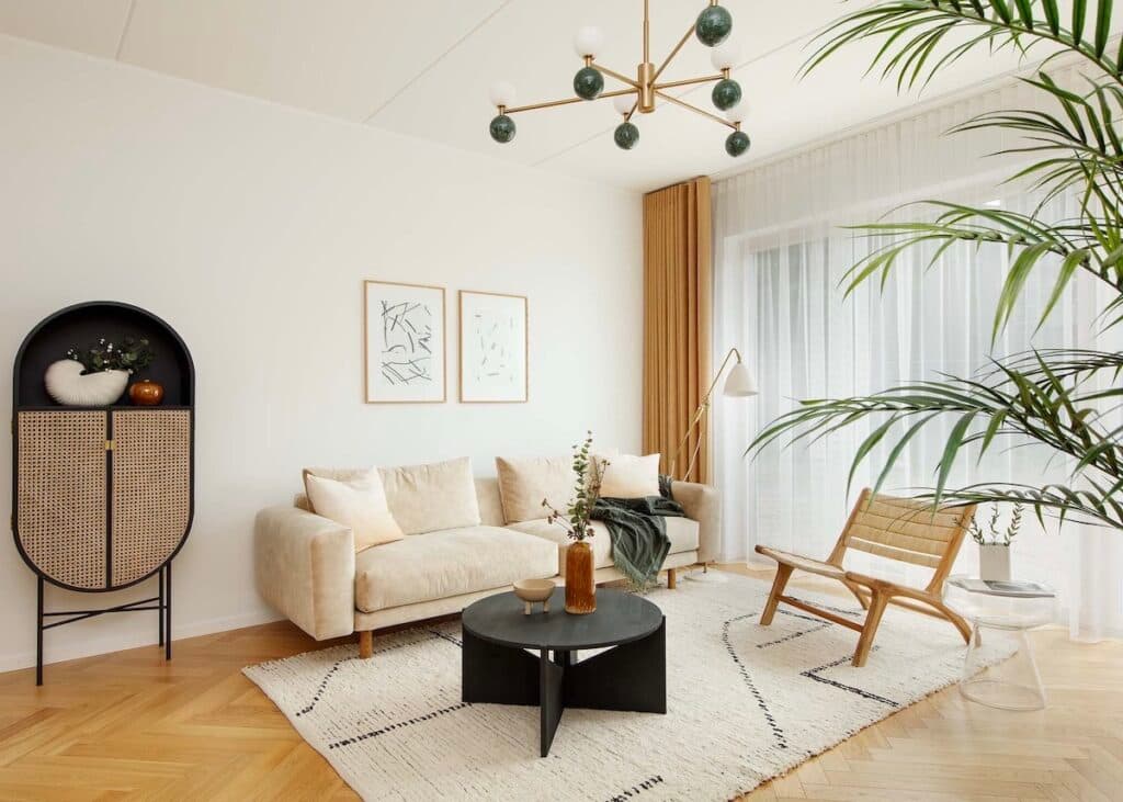 3 pièces à Tallinn décoration nuance de beige