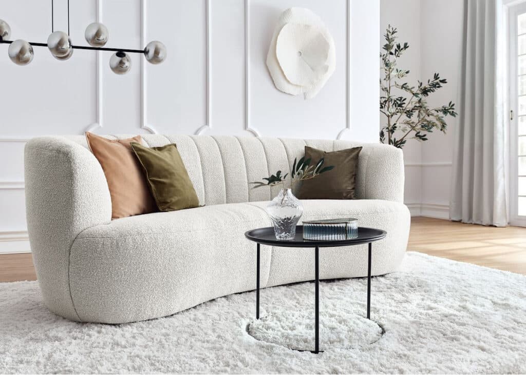 canape suedois scandinave fixe tissu bouclette