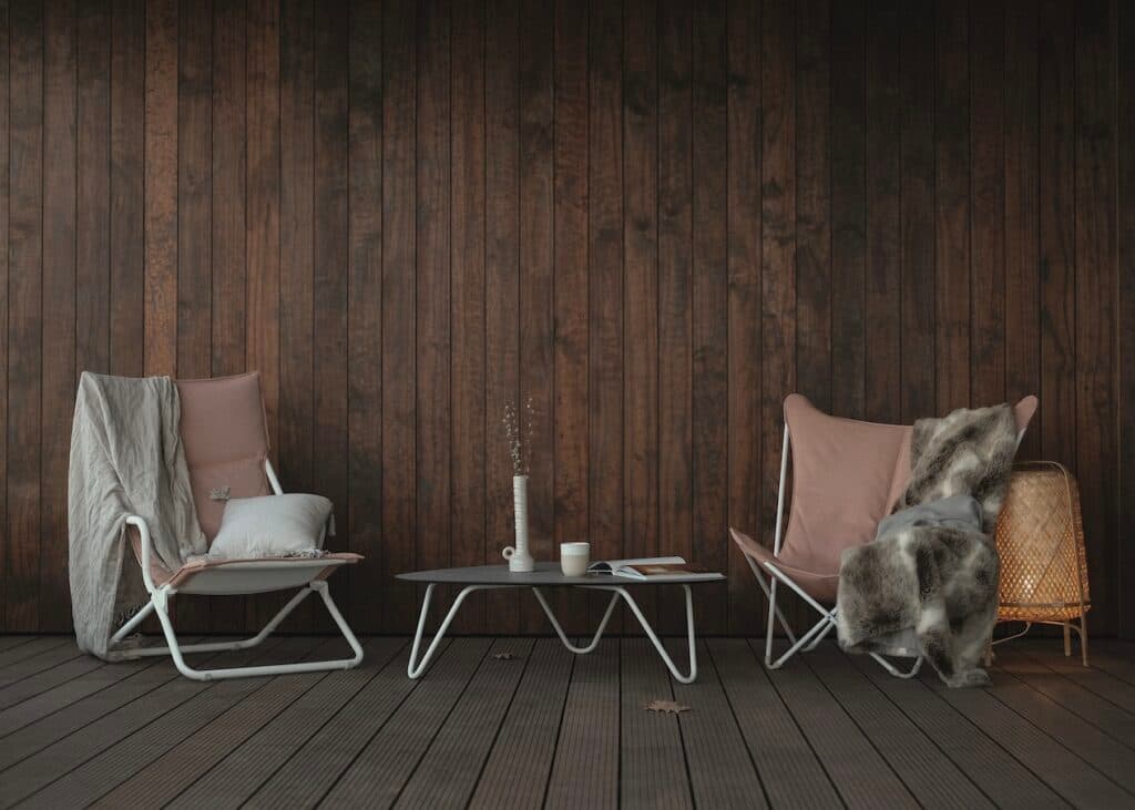 terrasse bois balcon hiver décoration hygge