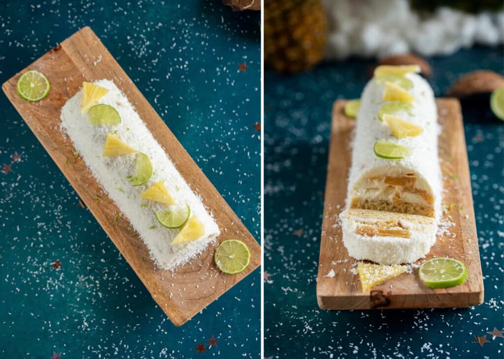 Bûche Exotique Ananas Coco et Citron Vert