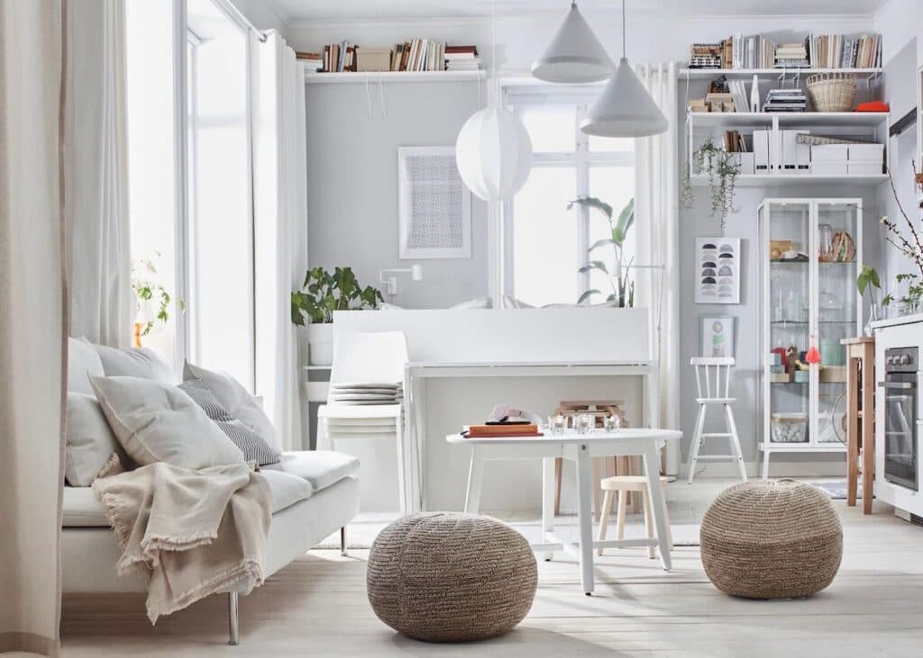 petit appartement deco interieure total look blanc sejour
