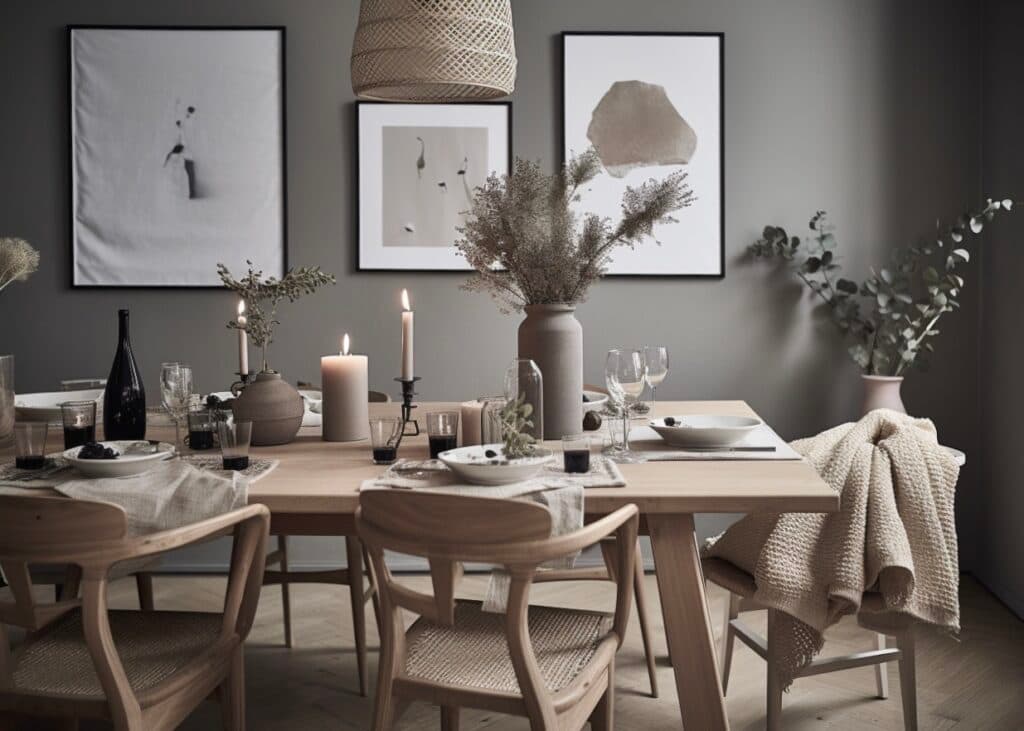 salle à manger grise scandinave hygge