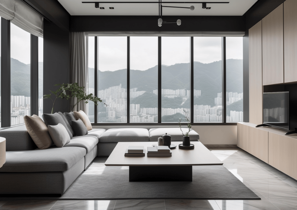 salon décoration moderne chic grise