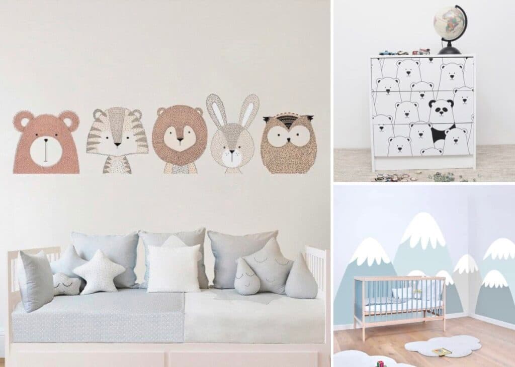 stickers muraux chambre bébé animaux montagne - blog déco