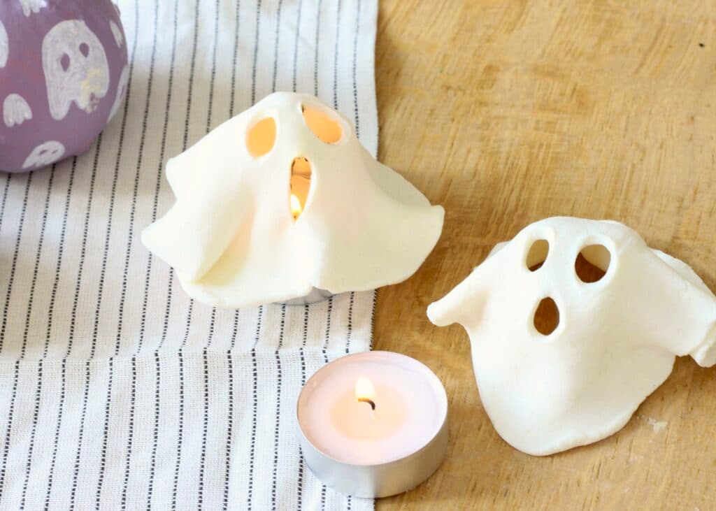 photophore Halloween fantôme argile diy facile