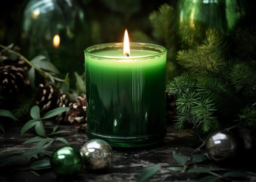 bougie sapin verre senteur forêt fêtes