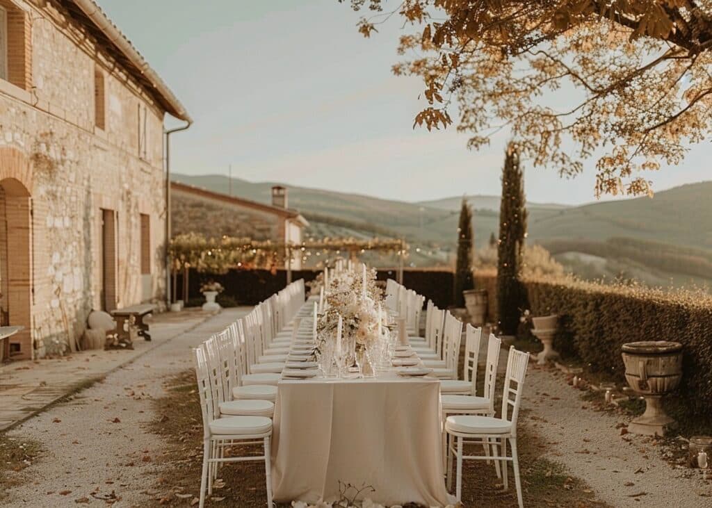 décoration mariage champêtre chic table blanche beige