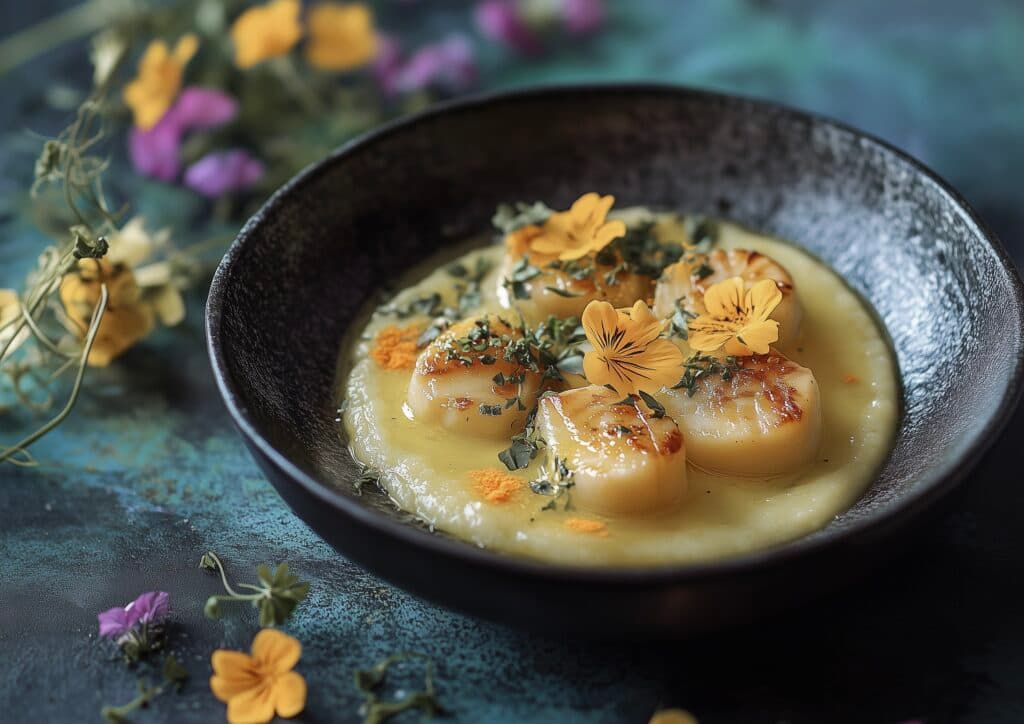 carpaccio SaintJacques chou fleur recette agrumes