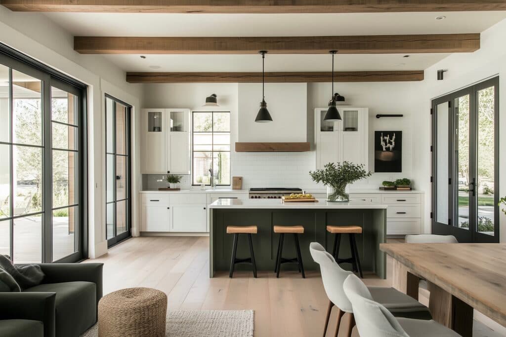 cuisine style campagne blanche bois kaki - blog déco