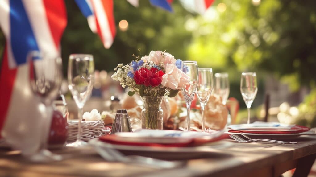 idées déco table 14 juillet repas en extérieur