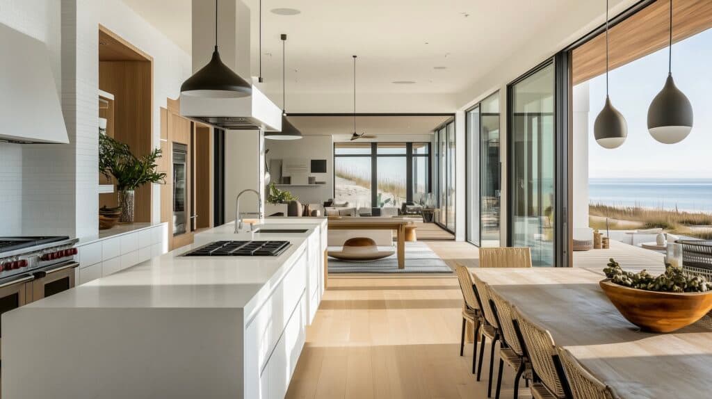 aménagement cuisine en longueur maison vacances