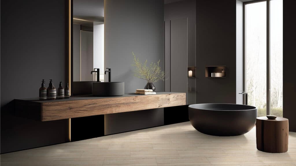 sol effet pierre salle de bains PVC