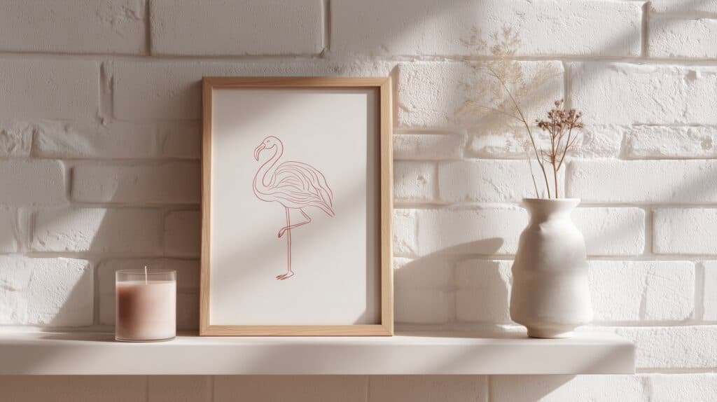 déco flamant rose affiche artiste dessin graphique
