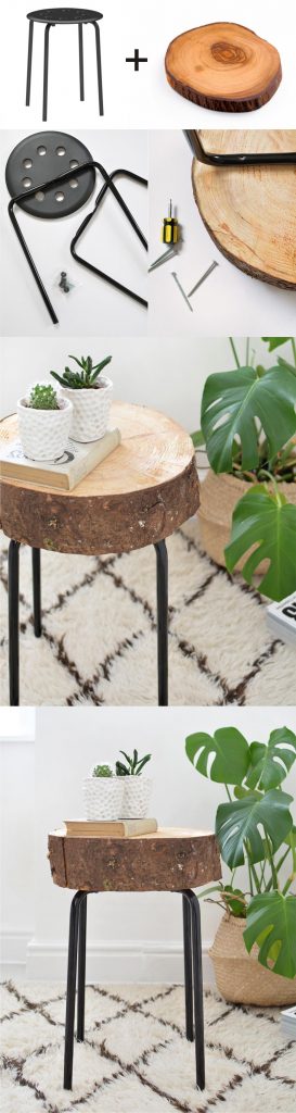 tabouret ikea hack table basse DIY rondin - blog déco - clem around the corner